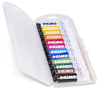 Tubetti tempera Primo – 12 ml – assortiti – conf. 12 + pennello