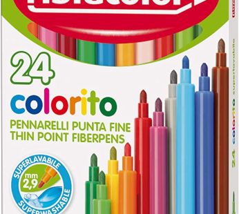 Fibracolor Colorito Thin Point Fiber Colouring Pens Super Washable – Set of 24