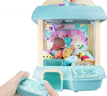 Claw Machine Doll Machine with 12 Dolls, Removable Remote Control, USB Cable, Adjustable Sounds and Lights, Best Gift Toy for Kids (Blue)