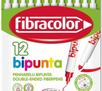BIPUNTA MARKERS – DOUBLE ENDED – 12 COLORS – FIBRACOLOR