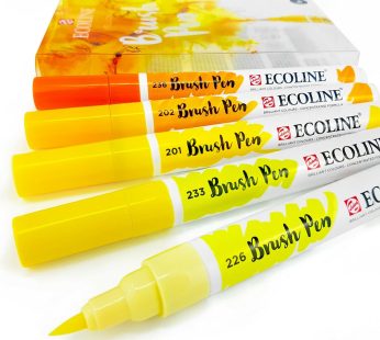 Set of 5 Royal Talens Ecoline Liquid Watercolour Drawing Brush Pens – Yellow