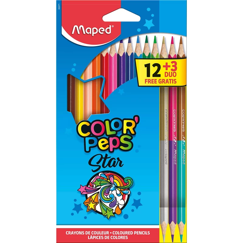 Maped Color Peps 12 Color Pencils + 3 Duo Pencils